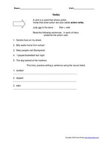 Verbs Worksheet Verbs Worksheet