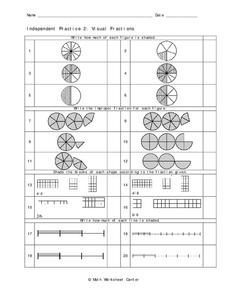 Visual Fractions Worksheet Visual Fractions Worksheet