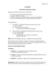 Vitamins Lesson Plan Vitamins Lesson Plan