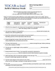 Vocab-u-lous! Build a Fabulous Vocab Worksheet Vocab-u-lous! Build a Fabulous Vocab Worksheet