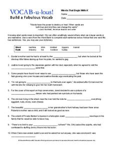 Vocab-u-lous! Build a Fabulous Vocab Worksheet Vocab-u-lous! Build a Fabulous Vocab Worksheet