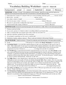 Vocabulary Building Worksheet Vocabulary Building Worksheet