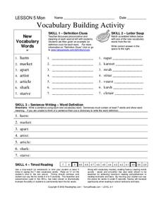 Vocabulary Building Activity Worksheet Vocabulary Building Activity Worksheet