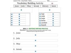 Vocabulary Building: Long Vowels III Worksheet Vocabulary Building: Long Vowels III Worksheet
