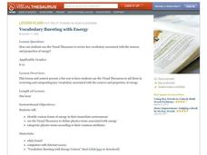 Vocabulary Bursting with Energy Lesson Plan Vocabulary Bursting with Energy Lesson Plan