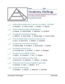 Vocabulary Challenge Worksheet Vocabulary Challenge Worksheet