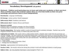 Vocabulary Development Lesson Plan Vocabulary Development Lesson Plan