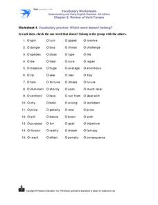 Vocabulary Practice: Which Word Doesn’t Belong? Worksheet Vocabulary Practice: Which Word Doesn’t Belong? Worksheet
