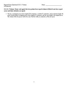 Volume of a Prism Worksheet Volume of a Prism Worksheet