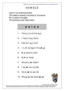 Vowels Worksheet Vowels Worksheet