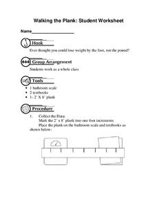 Walking the Plank Worksheet Walking the Plank Worksheet