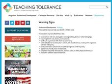 Warning Signs Lesson Plan Warning Signs Lesson Plan