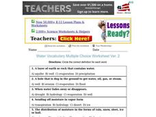 Water Vocabulary Worksheet Water Vocabulary Worksheet