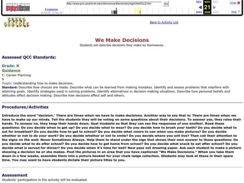 We Make Decisions Lesson Plan We Make Decisions Lesson Plan