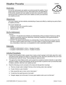 Weather Proverbs Lesson Plan Weather Proverbs Lesson Plan
