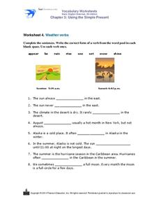 Weather Verbs Worksheet Weather Verbs Worksheet