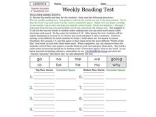 Weekly Reading Test Worksheet Weekly Reading Test Worksheet