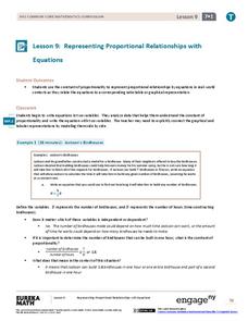 Representing Proportional Relationships with Equations 2 Lesson Plan Representing Proportional Relationships with Equations 2 Lesson Plan