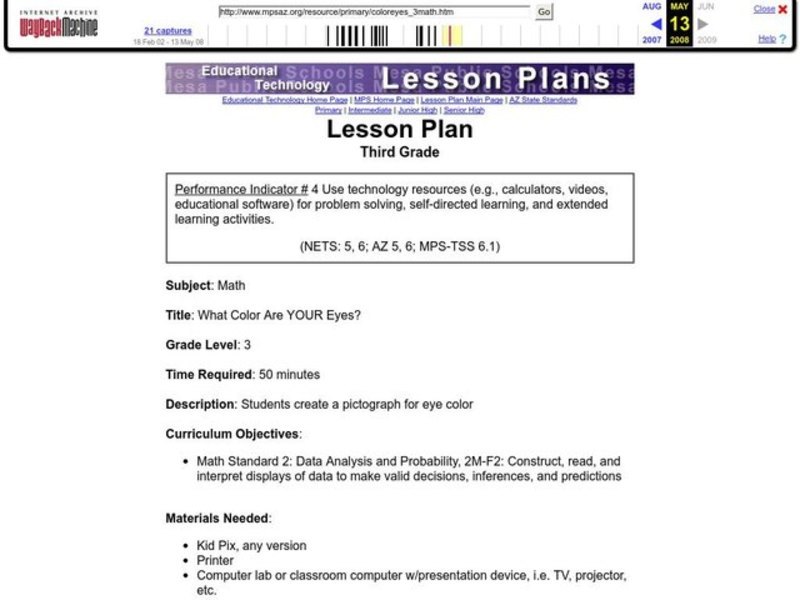 What Color Are YOUR Eyes? Lesson Plan What Color Are YOUR Eyes? Lesson Plan