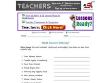 What Doesn't Belong? Worksheet What Doesn't Belong? Worksheet
