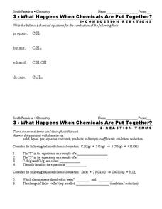 What Happens When Chemicals are Put Together? Worksheet What Happens When Chemicals are Put Together? Worksheet