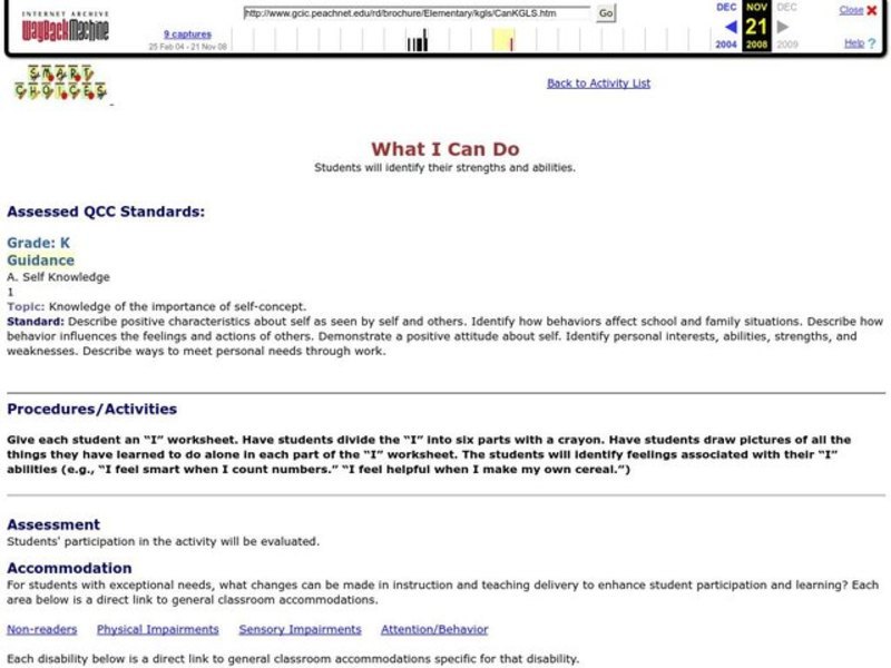 What I Can Do Lesson Plan What I Can Do Lesson Plan