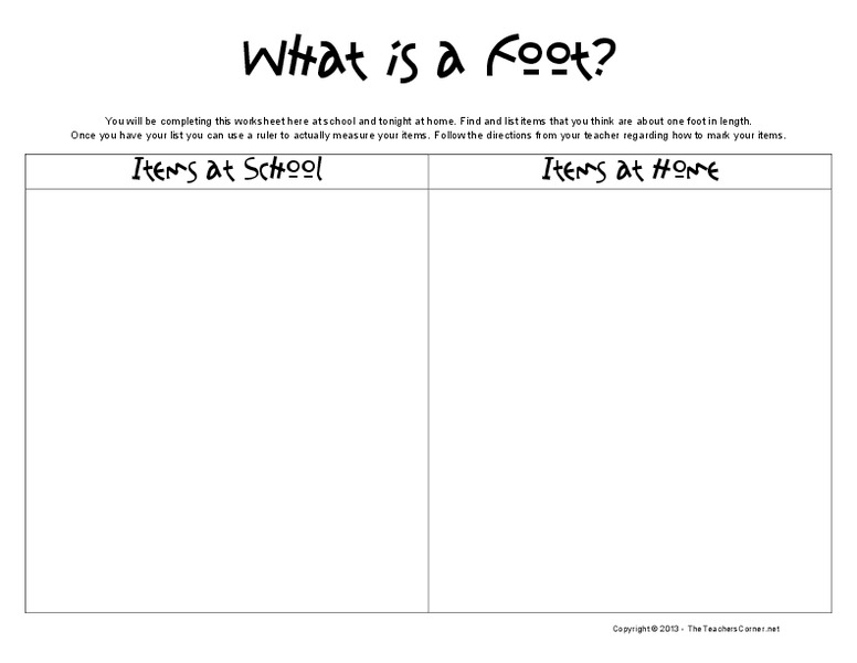 What Is a Foot? Activities & Project What Is a Foot? Activities & Project