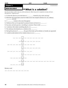 What is a Solution? Worksheet What is a Solution? Worksheet