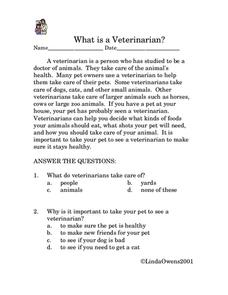 WHAT IS A VETERINARIAN? Lesson Plan WHAT IS A VETERINARIAN? Lesson Plan