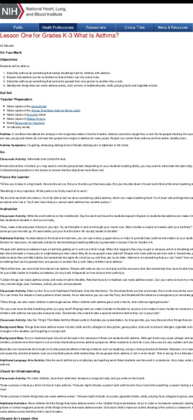 What Is Asthma? Lesson Plan What Is Asthma? Lesson Plan