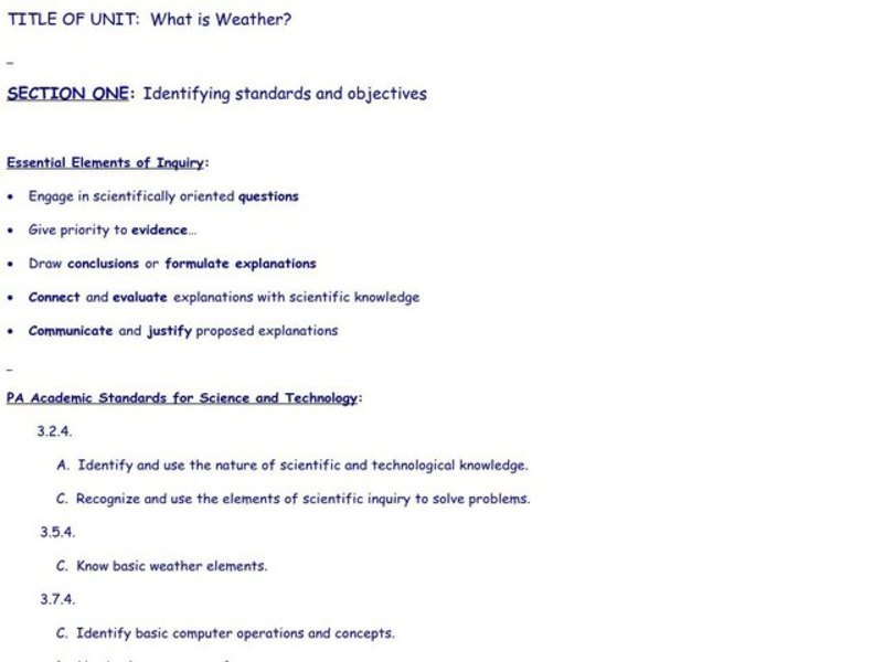 What is Weather? Lesson Plan What is Weather? Lesson Plan