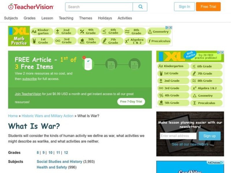What Is War? Lesson Plan What Is War? Lesson Plan