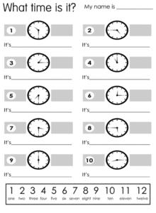 What Time is It? Worksheet What Time is It? Worksheet