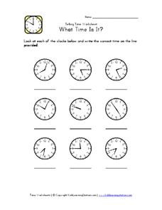What Time Is It? Worksheet What Time Is It? Worksheet