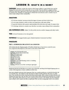 What's in a Name? Lesson Plan What's in a Name? Lesson Plan