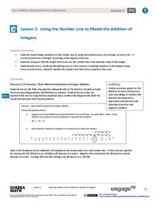 Using the Number Line to Model the Addition of Integers Lesson Plan Using the Number Line to Model the Addition of Integers Lesson Plan