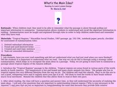 What's the Main Idea? Lesson Plan What's the Main Idea? Lesson Plan