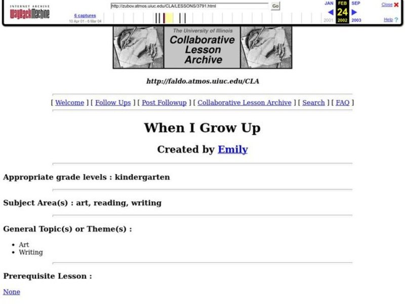When I Grow Up Lesson Plan When I Grow Up Lesson Plan