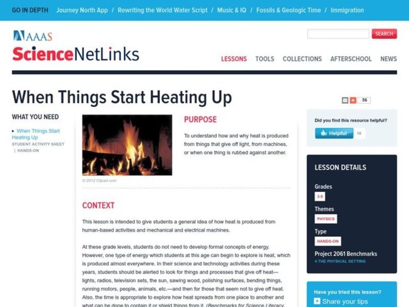 When Things Start Heating Up Lesson Plan When Things Start Heating Up Lesson Plan