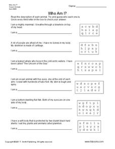 Who Am I? Worksheet Who Am I? Worksheet