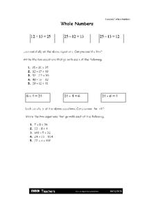 Whole Numbers Worksheet Whole Numbers Worksheet