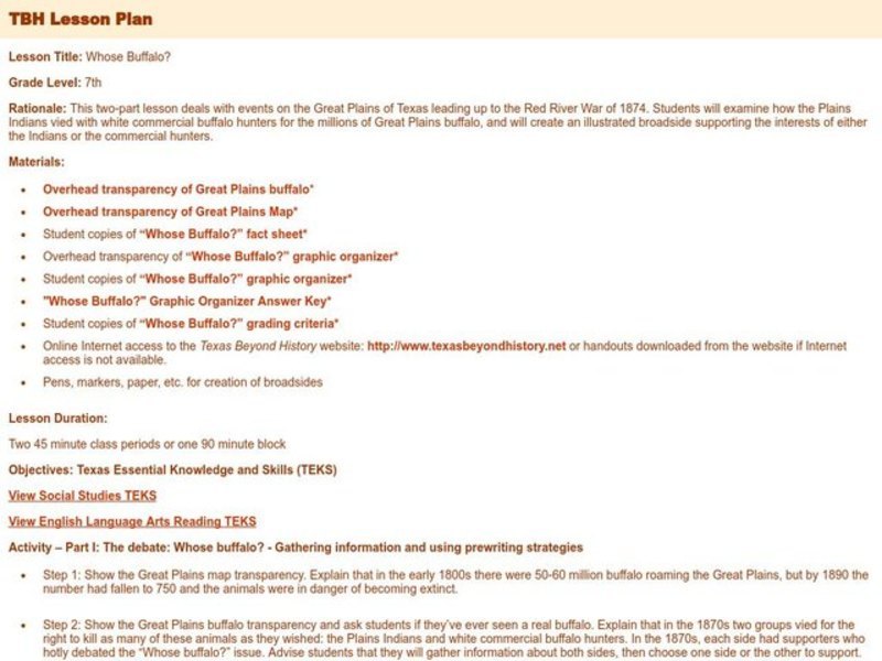 Whose Buffalo? Lesson Plan Whose Buffalo? Lesson Plan