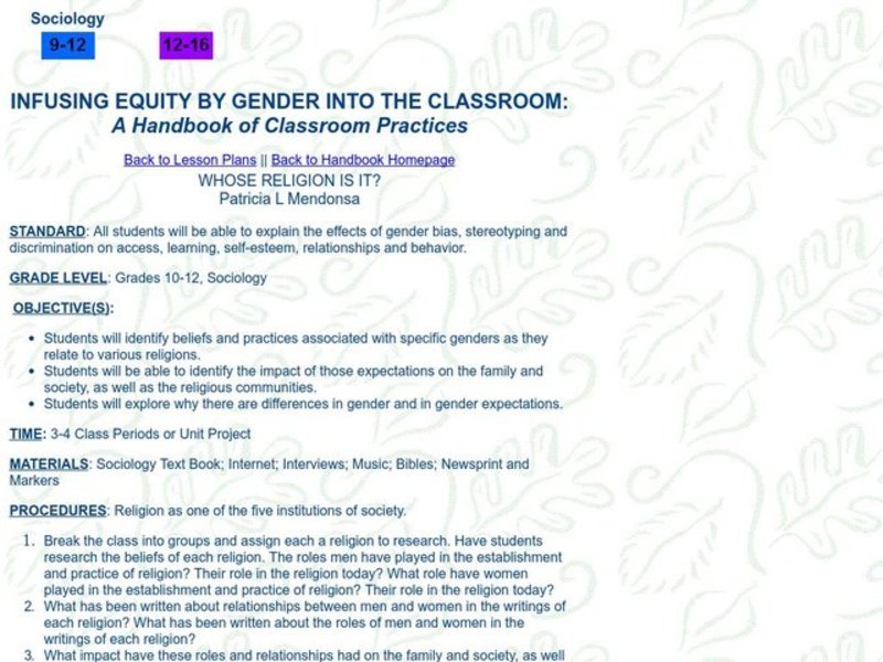 WHOSE RELIGION IS IT? Lesson Plan WHOSE RELIGION IS IT? Lesson Plan