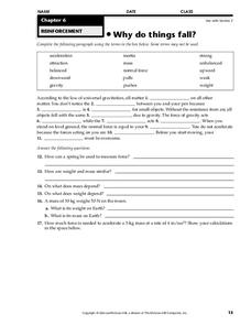 Why Do Things Fall? Worksheet Why Do Things Fall? Worksheet