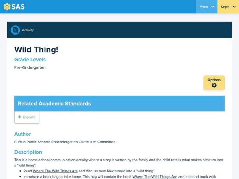 Wild Thing! Lesson Plan Wild Thing! Lesson Plan