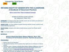 WOMEN IN RHODE ISLAND HISTORY Lesson Plan WOMEN IN RHODE ISLAND HISTORY Lesson Plan