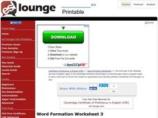 Word Formation Worksheet Word Formation Worksheet
