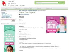 Words That Rhyme Lesson Plan Words That Rhyme Lesson Plan