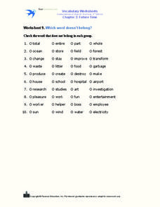Worksheet 9: Which Word Doesn't Belong? Worksheet Worksheet 9: Which Word Doesn't Belong? Worksheet