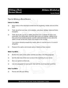 Writing a Book Review Worksheet Writing a Book Review Worksheet